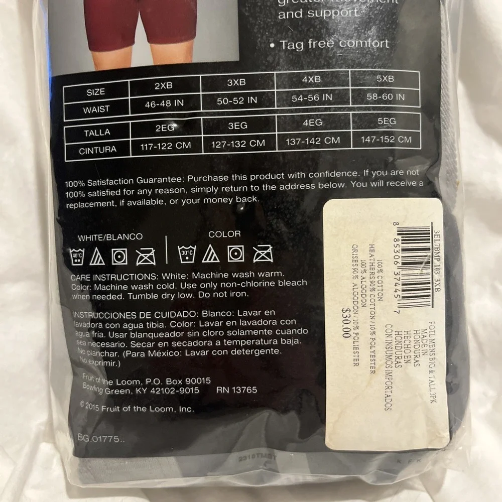 Fruit of the Loom Premium Big Boxer Briefs Men 3XB Grey/Blk Cotton 3 Pack NEW